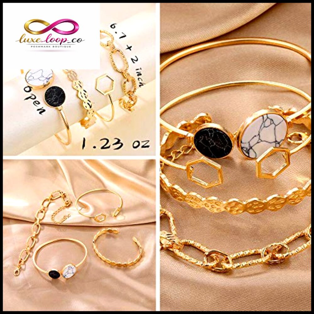 14k Gold Plated Layered Stackable Bangle Bracelet… - image 4